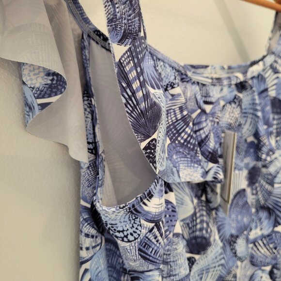 🌴TOMMY BAHAMA Sanibelle Blues Off the Shoulder Spa Cover-Up Dress ~ Large ~ NWT - Picture 5 of 9